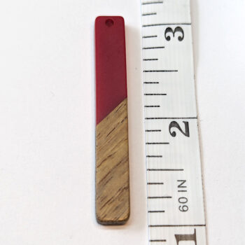 Red Long Rectangle Resin Wood Pendant - Image 2