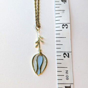 Gold Stainless Steel Dangle Tulip Flower Resin Necklace - Image 4