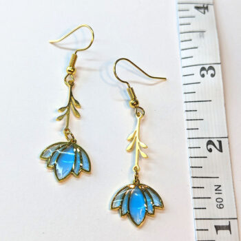 Gold Stainless Steel Dangle Flower Resin Earrings - Image 2