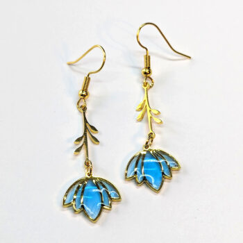 Gold Stainless Steel Dangle Flower Resin Earrings