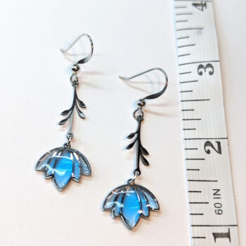 Silver Stainless Steel Dangle Flower Resin Earrings - Image 2