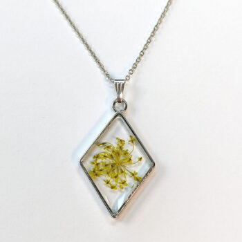 Diamond Real Dried Yellow Flower Resin Necklace - Image 3