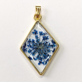 Diamond Blue Real Dried Flowers Resin Pendant