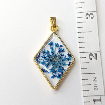 Diamond Blue Real Dried Flowers Resin Pendant - Image 2