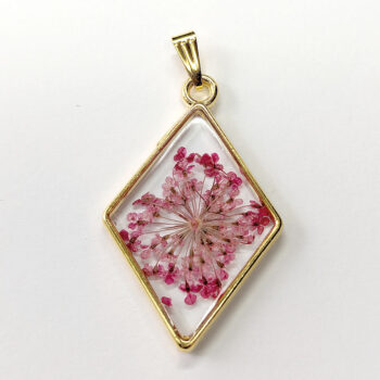 Diamond Red Real Dried Flowers Resin Pendant