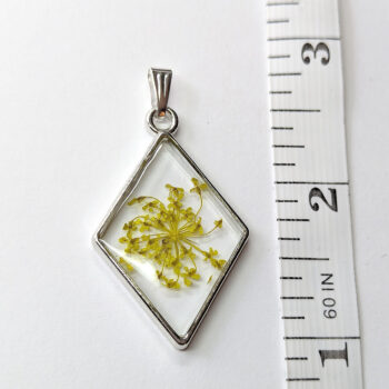 Diamond Yellow Real Dried Flowers Resin Pendant - Image 2