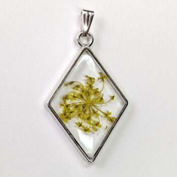 Diamond Yellow Real Dried Flowers Resin Pendant