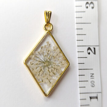 Diamond White Real Dried Flowers Resin Pendant - Image 2