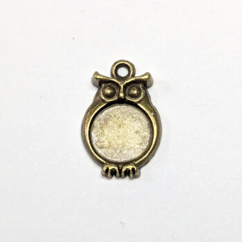 Small Bronze Owl Charm Cabochon Antique Bronze