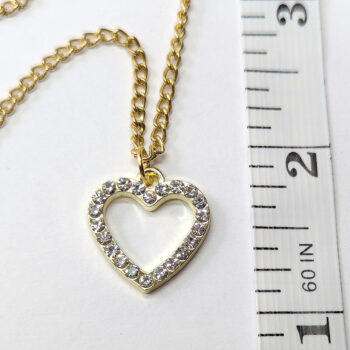 Gold Hollow Heart Rhinestones Necklace - Image 2