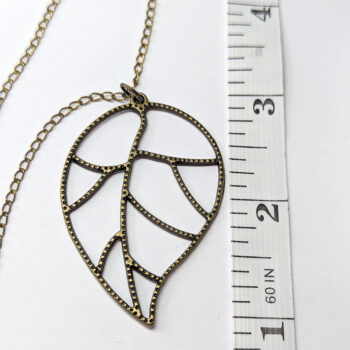 Antique Bronze Large Hollow Leaf Necklace - Image 2