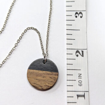 Black Resin Wood Round Circle Necklace - Image 2