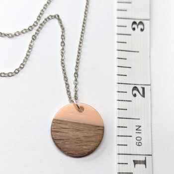 Peach Resin Wood Round Circle Necklace - Image 2