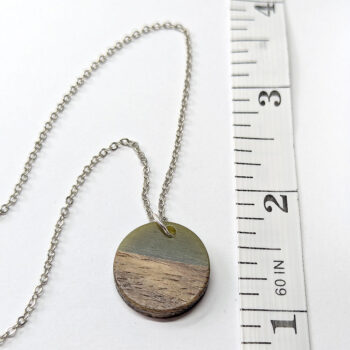 Caramel Green Resin Wood Round Circle Necklace - Image 4