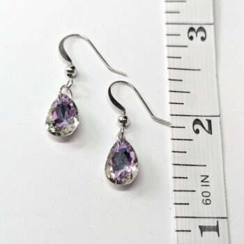 Lilac Purple Delicate Glass Rhinestone Teardrop Earrings - Image 2