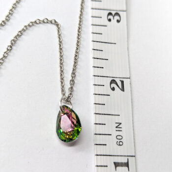 Colorful Rainbow Delicate Glass Rhinestone Teardrop Necklace - Image 2