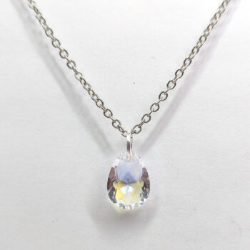 Clear Delicate Glass Rhinestone Teardrop Necklace - Image 3