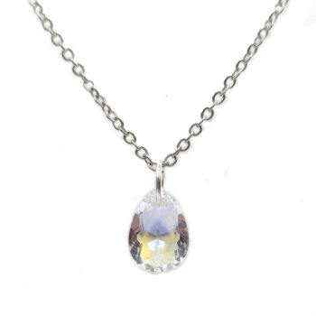 Clear Delicate Glass Rhinestone Teardrop Necklace