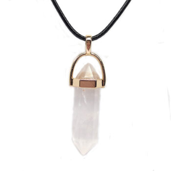 Clear Quartz Crystal Natural Gemstone Hexagonal Pointed Pendant Necklace