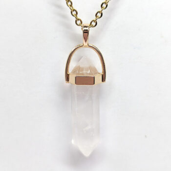 Clear Quartz Crystal Natural Gemstone Hexagonal Pointed Pendant Necklace - Image 3