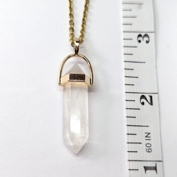 Clear Quartz Crystal Natural Gemstone Hexagonal Pointed Pendant Necklace - Image 2