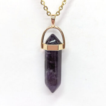 Amethyst Natural Gemstone Hexagonal Pointed Pendant Necklace - Image 4