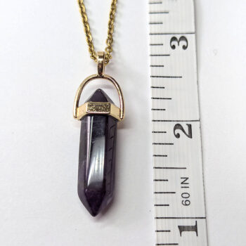 Amethyst Natural Gemstone Hexagonal Pointed Pendant Necklace - Image 2