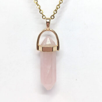 Rose Quartz Natural Gemstone Hexagonal Pointed Pendant