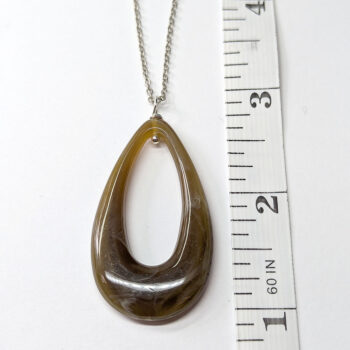 Brown Beige Marble Large Teardrop Acrylic Necklace - Image 2