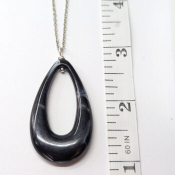 Black White Marble Large Teardrop Acrylic Necklace - Image 2