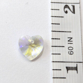 Clear Faceted Small Glass Rhinestone Heart Charm - Image 2