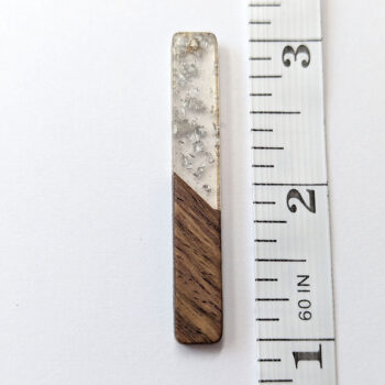 Clear Silver Leaf Long Rectangle Resin Wood Pendant - Image 5