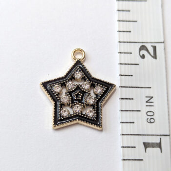 Black Gold Clear Rhinestone Star Charm - Image 2