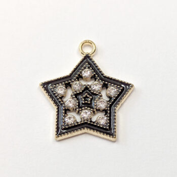 Black Gold Clear Rhinestone Star Charm