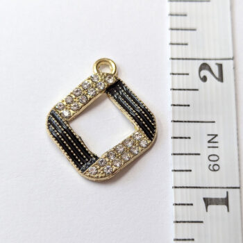 Black Gold Clear Rhinestone Hollow Diamond Charm - Image 2