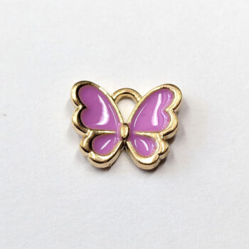 Small Purple Butterfly Enamel Charm Gold - Image 4