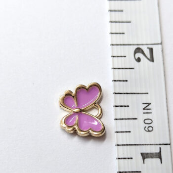 Small Purple Butterfly Enamel Charm Gold - Image 5