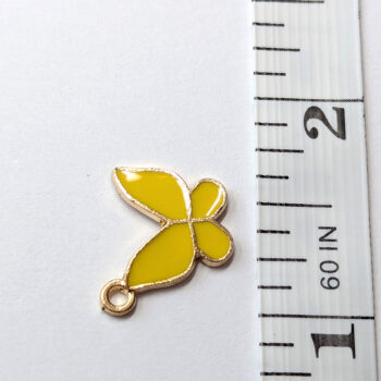 Gold Yellow Angle Butterfly Enamel Charm Gold - Image 3