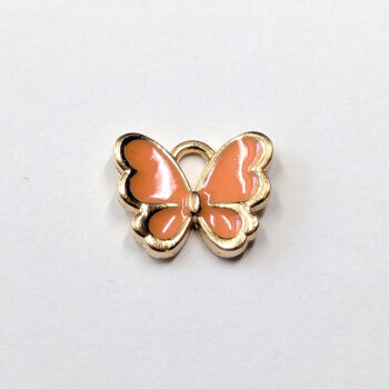 Small Peach Butterfly Enamel Charm Gold