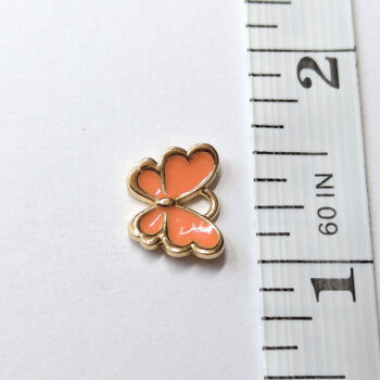 Small Peach Butterfly Enamel Charm Gold - Image 2