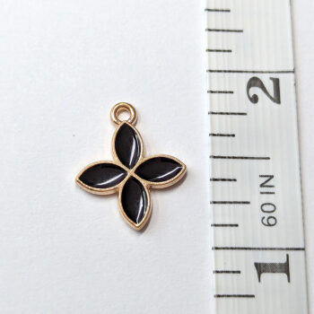 Black Diamond Flower Enamel Charm Gold - Image 2