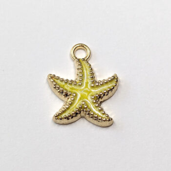 Yellow Starfish Enamel Charm Gold