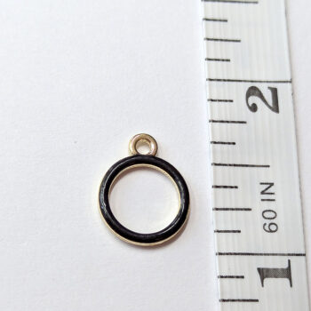 Hollow Black Hoop Enamel Charm Gold - Image 2