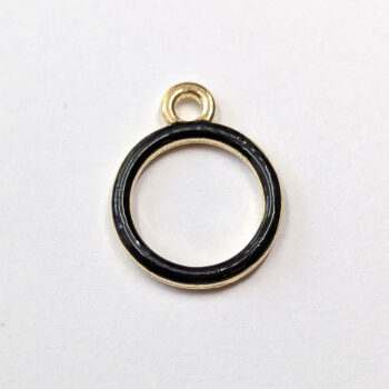 Hollow Black Hoop Enamel Charm Gold