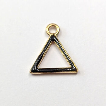 Hollow Black Triangle Enamel Charm Gold