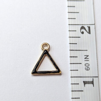 Hollow Black Triangle Enamel Charm Gold - Image 2