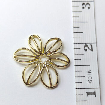 Gold Six Petal Hollow Flower Pendant - Image 2