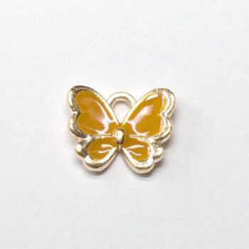 Small Orange Butterfly Enamel Charm Gold