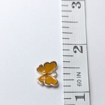 Small Orange Butterfly Enamel Charm Gold - Image 2