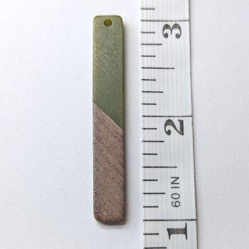 Sage Green Long Rectangle Resin Wood Pendant - Image 2